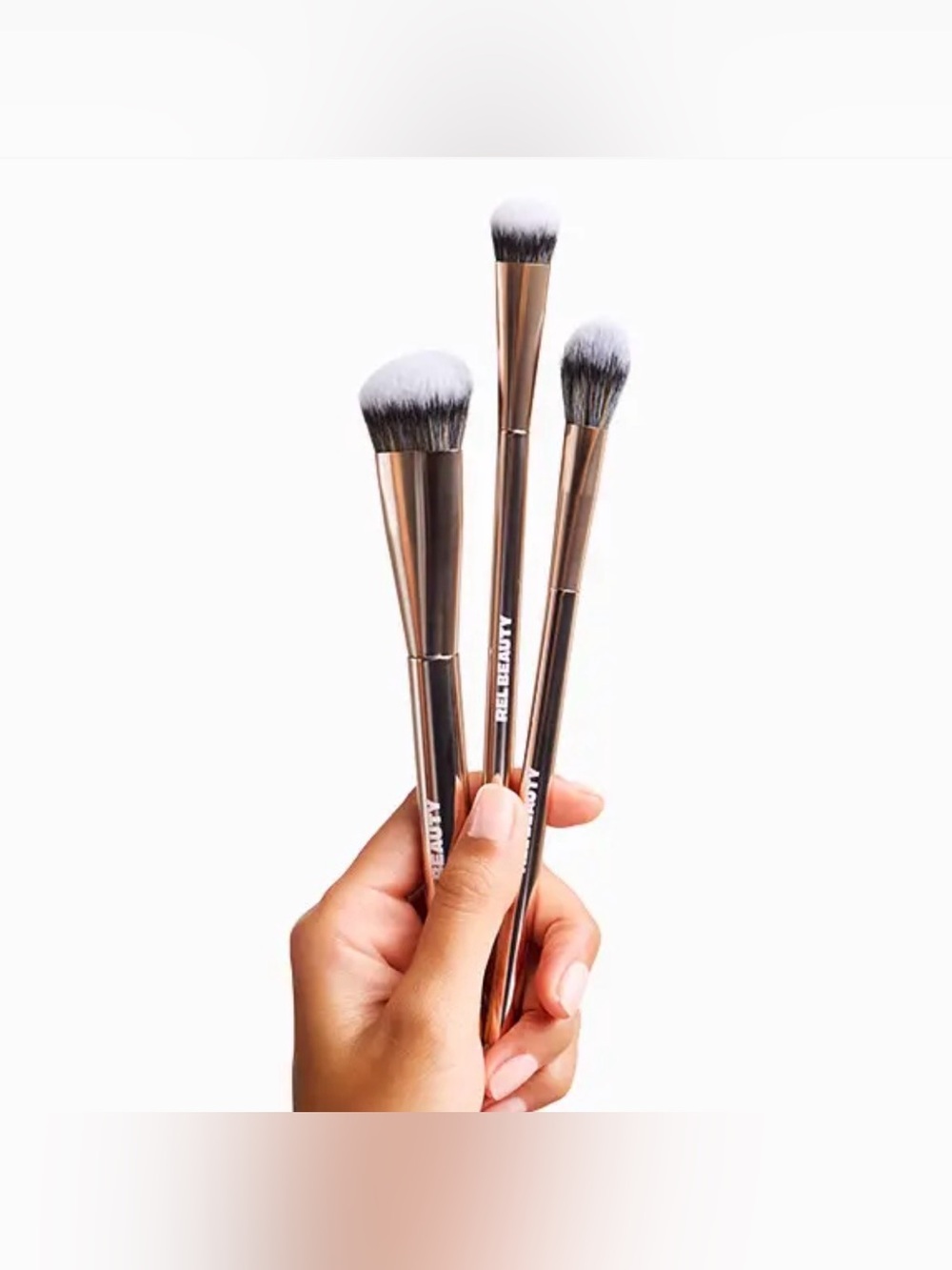 REL BEAUTY 3-Piece Rose Gold Face Brush Set